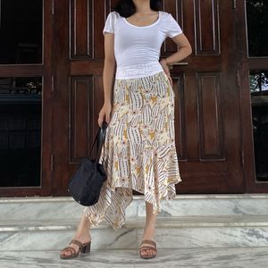 European Pinterest Patterned Asymmetrical Skirt