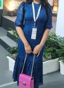 Blue Bodycon Midi Dress 👗