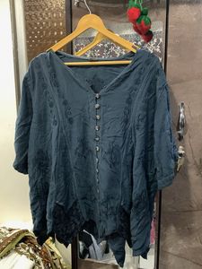 Embroidered Button-Down Top