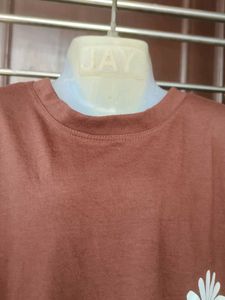 Brown Floral Print T-Shirt for women