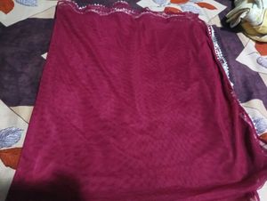 Maroon Dupatta with Silver Border