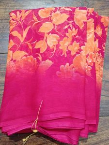 Pink & Orange Floral Saree