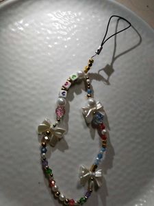 Cute Beaded Phone Charm with Bows