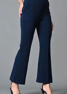 Navy Blue Flared Leg Pants