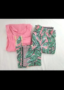 Pink Printed Kurta Set
