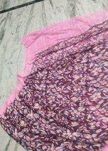 Floral Saree with Pink Border