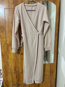 Urbanic New Beige Tie Up Dress