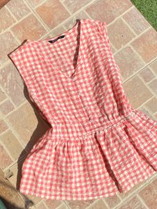 Red & White Gingham Top