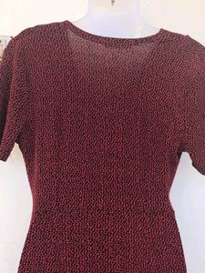 Burgundy V-Neck Dress