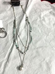3 Layered Necklace Along With a Earrings Set