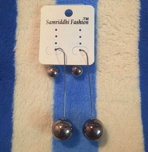 Silver Tone Black Drop Earrings