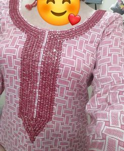 Pink Embroidered Kurta