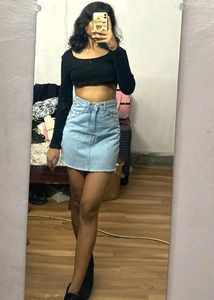 Denim High Waisted Skirt