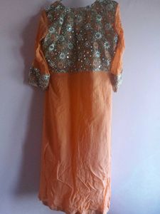 Coral Kurti with heavy work