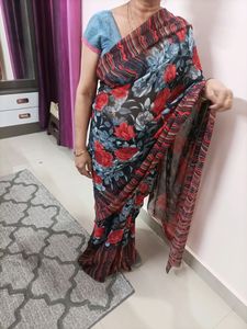 Red Black Saree