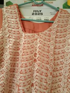 Peach Lace Overlay Dress