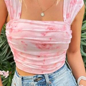 Pink Tie-Dye Crop Top