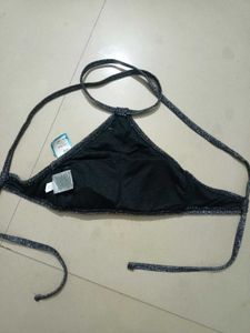 Imported Sparkly Black Halter Bikini Top