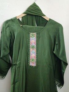 Art Silk Kurti Pant Dupatta Set
