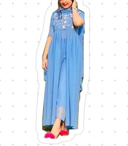 Royal Blue Floral Embroidered Dress