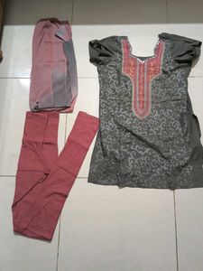 Grey Embroidered Kurta Set