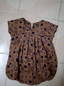 Brown & Navy Circle Print Blouse