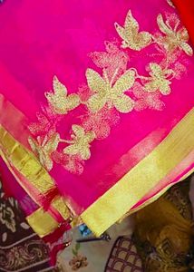 New Elegant Pink  Gharara &amp; Gold Indian Outfit