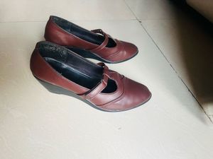 Burgundy Wedge Heel Shoes