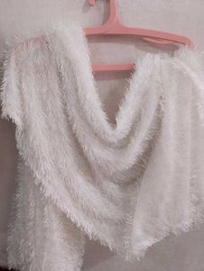 Fluffy White Shawl