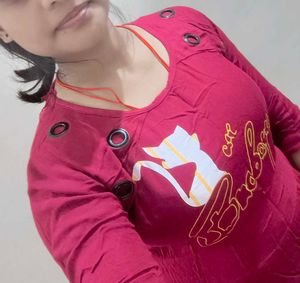 Maroon Cat Graphic Top