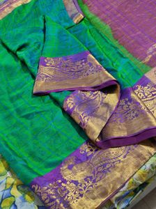 Green & Purple Silk Saree