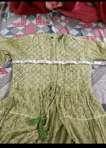 Olive Green Embroidered Kurti