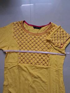 Yellow Embellished Kurta