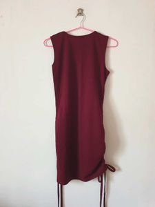 Burgundy Ruched Dress
