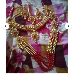 Elegant Red &amp; Gold Indian Jewelry Set