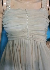 Beige Sleeveless Mini Dress