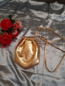 Zara Metallic Gold Mini Bucket Bag