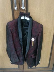 Boys Coat Pant With Jacket And Bow