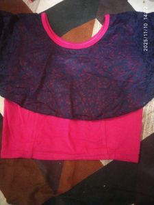 Pink & Blue Lace Top