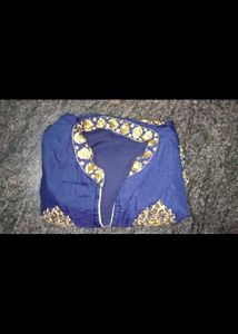 Royal Blue &amp; Gold Embroidered Kurti