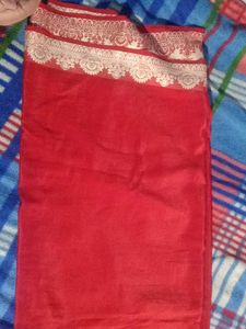 Elegant Red Saree with Border