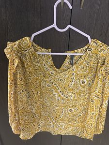 Mustard Paisley Print Top
