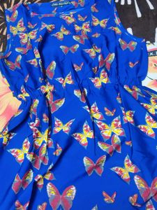 A Line Blue Butterfly Dress