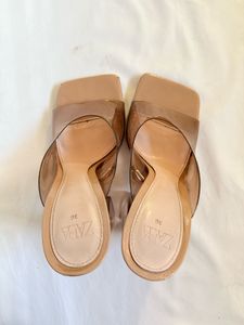 Zara Nude Brown Block Heels
