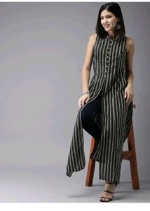 Striped Sleeveless Kurti