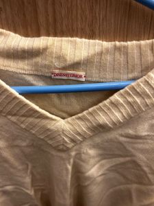 Cream V-Neck Knit Sweater