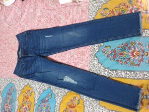 Striped V-Neck Top And Jeans