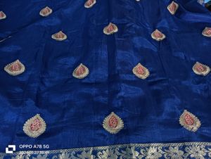 Navy Blue Complete Saree With Fall And Piko