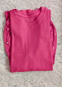Pink Ribbed Knit Top