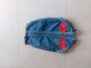 Denim Drawstring Backpack